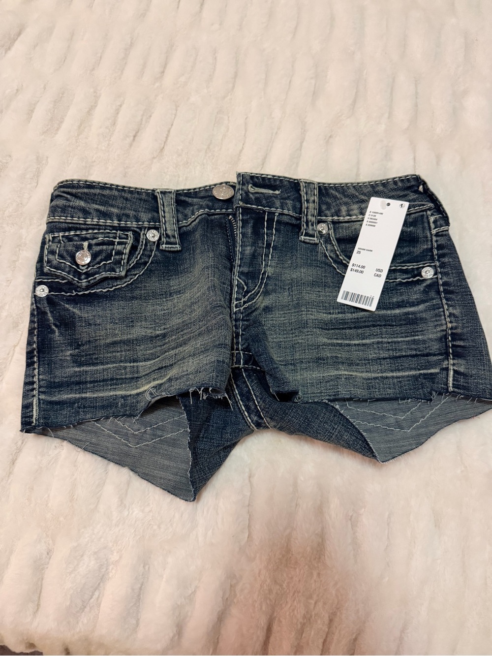 NWT True Religion Ricki Utility Cutoff Denim Shorts in Indigo